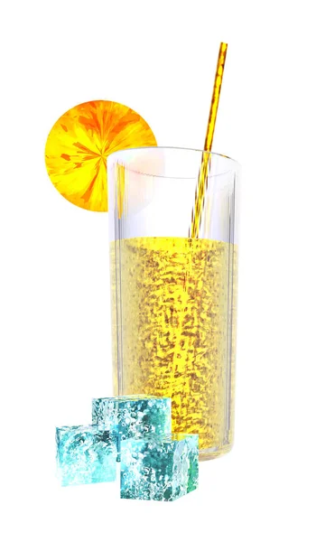 Jugo con hielo. Renderizado 3D — Foto de Stock