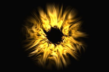 Siyah bir arka plan üzerinde parlak ışınları güneş