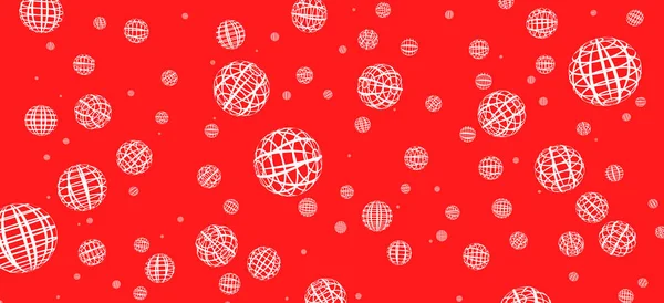 Abstract Red Background White Frame Balls Visualization — Stock Photo, Image