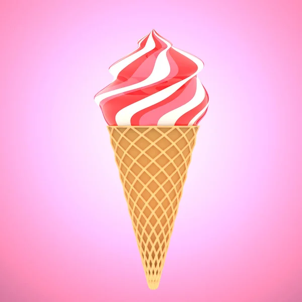 Strawberry Ice Cream Pink Background Isolated Visualization — Stock Photo, Image