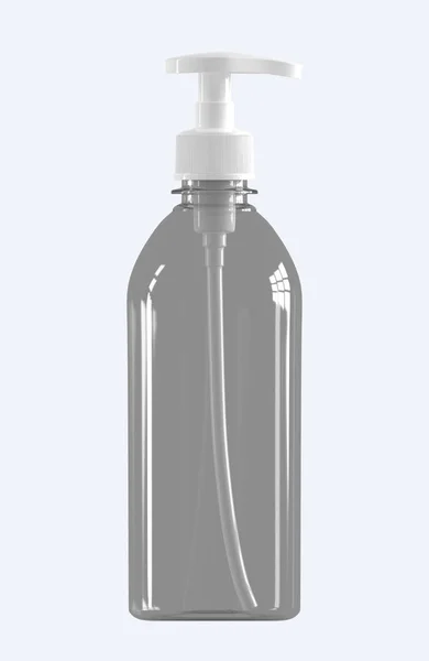 Şablon mockup izole bir beyaz arka plan üzerinde dağıtıcı ile plastik şişe boş. Sıvı sabun, şampuan, banyo köpüğü için reklam şablon. 3D render