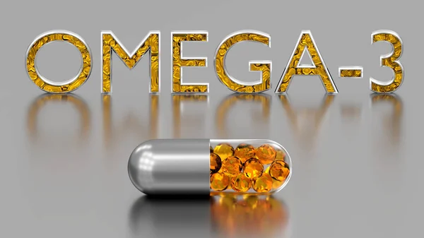 Omega 3 balık yağı. 3B render