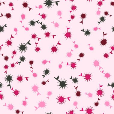 Çiçekler ve yapraklar üzerinde pembe bir arka plan ile Seamless yineleme modeli. El çekilmiş kumaş, hediye paketi, duvar sanat tasarım.