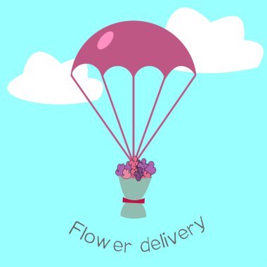 Çiçekler teslimat düz stile concepte.