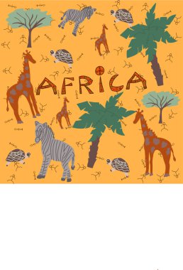 Doodle stil Afrika vektör yazı ile el çekilmiş