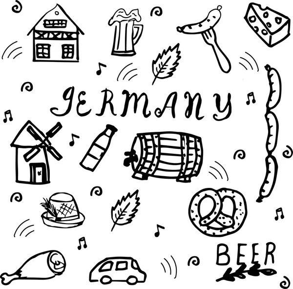 Hand drawn doodle style set of Germany elements. Vector illustration . Sketchy elements.