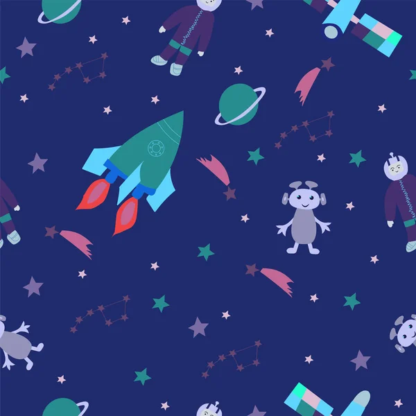 Cosmos seamless pattern with space elements.