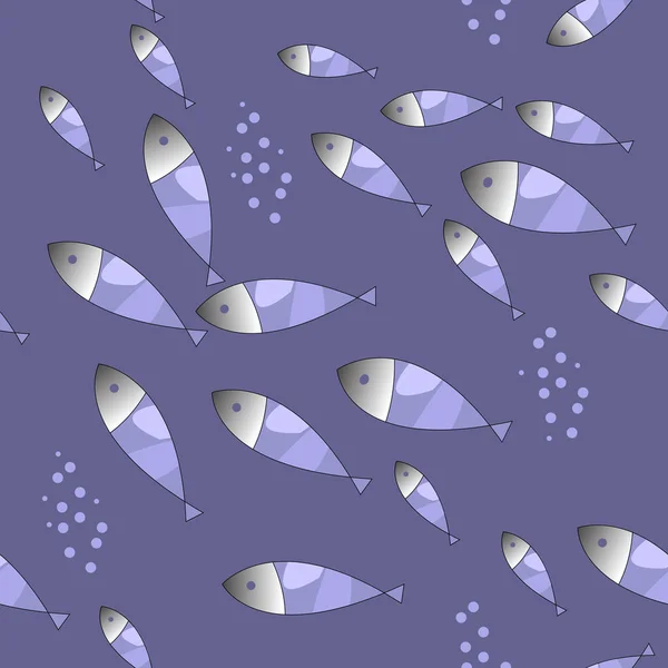 Poisson Magique Motif Sans Couture Avec Des Poissons Violets Décoratifs — Image vectorielle