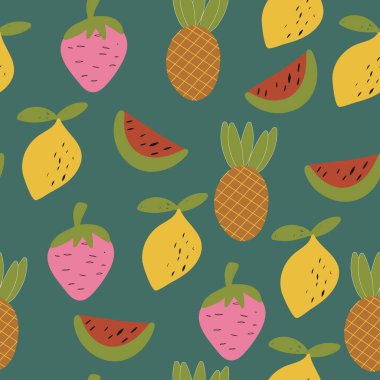 Elle çizilmiş yaz meyve sorunsuz kuvvetler