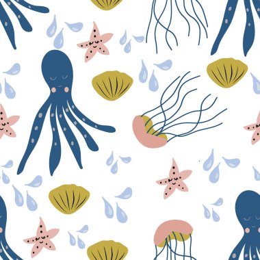 renkli deniz canlıları ile Seamless Modeli.