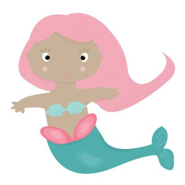 Sevimli denizkızı kawaii karakter.