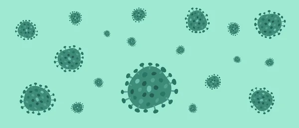 Illustrationer Platt Design Coronavirus Bakterier Banner Bakgrund Ett Utbrott Coronavirus — Stock vektor