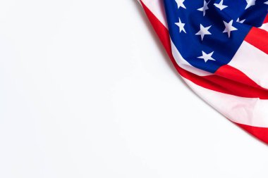 Anma Günü için beyaz arka planda Amerikan bayrağı, 4 Temmuz, İşçi Bayramı