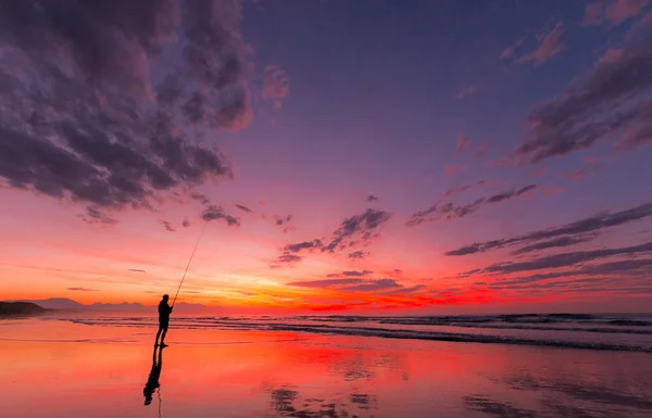 Image Fisherman Taken 2009 Canon Lens Very Early Morning Beach — Stock Photo, Image