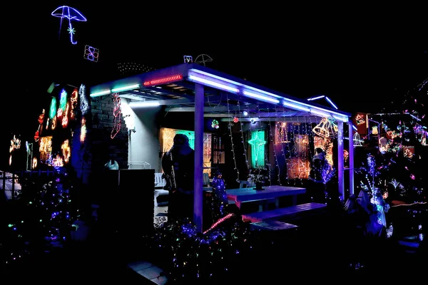 A private home in Hartenbos (South Africa) lovely decorated with Christmas lightning to annouce the glad tidings of the birth Jesus Christ