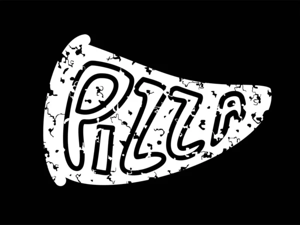 Letras Logotipo Pizza Giz Cartaz Escrito Mão Leitura Moderna Mão —  Vetores de Stock