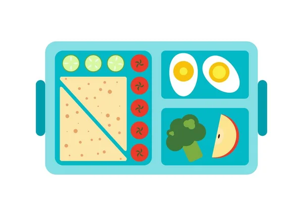 Ikon Lunchbox Ilustrasi Makan Siang Yang Datar Kotak Box Lunch - Stok Vektor