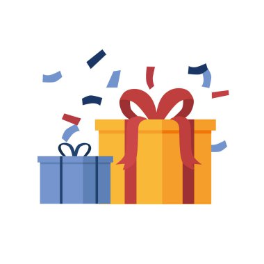 Kurdeleli hediye kutuları, basit vektör illüstrasyonu   