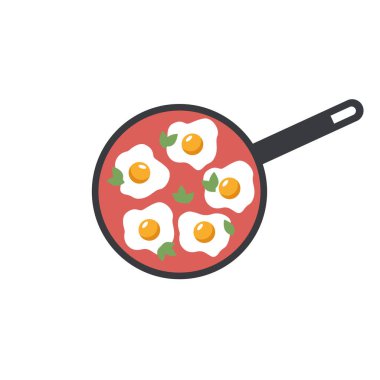 Tavada kızartılmış yumurta, basit bir vektör çizimi.   