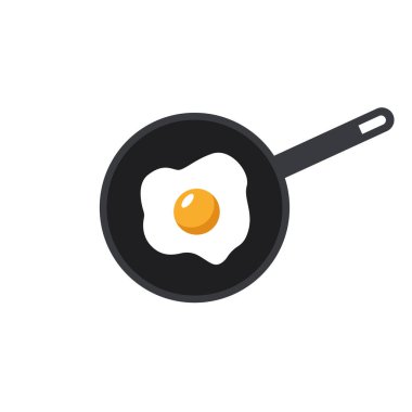 Tavada kızartılmış yumurta, basit bir vektör çizimi. 