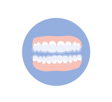 Diş telleri ve diş telleri. Çene izole. Düz vektör illüstrasyonu