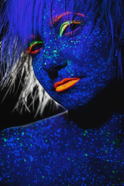 Body Art Luminofor Glow Gör Upp Neonljus — Stockfoto