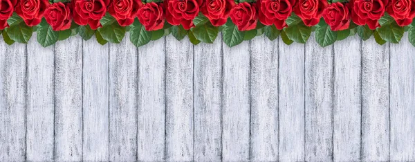 Bannière Avec Des Roses Rouges Placer Pour Votre Texte Sur — Photo