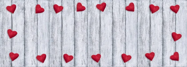 Banner Con Corazones Rojos San Valentín Lugar Para Texto Fondo —  Fotos de Stock