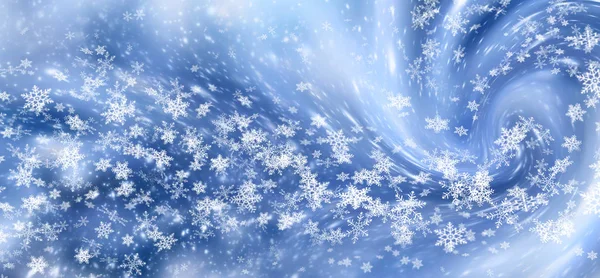 Sfondo natalizio con nevicate e fiocchi di neve — Foto Stock