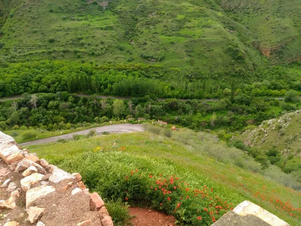 アルメニアのコーカサス山脈 Naravank の修道院近く渓谷への道 — ストック写真