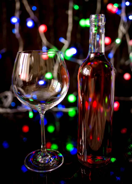 Bicchiere Vino Con Luci Sullo Sfondo — Foto Stock