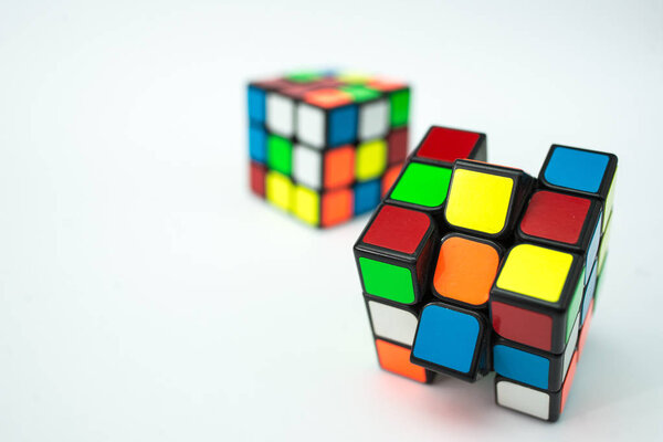 colorful cubes on white background
