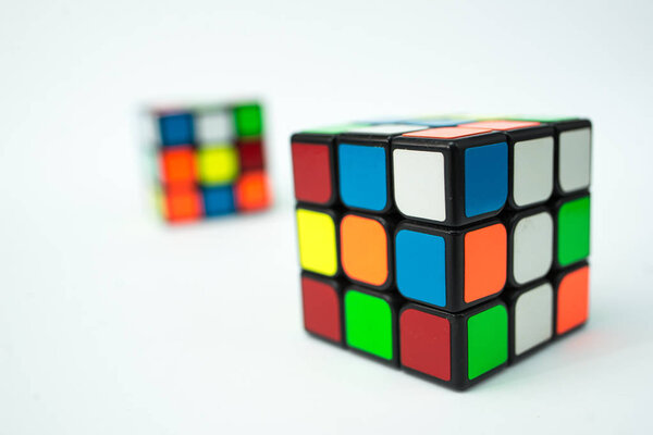 colorful cubes on white background