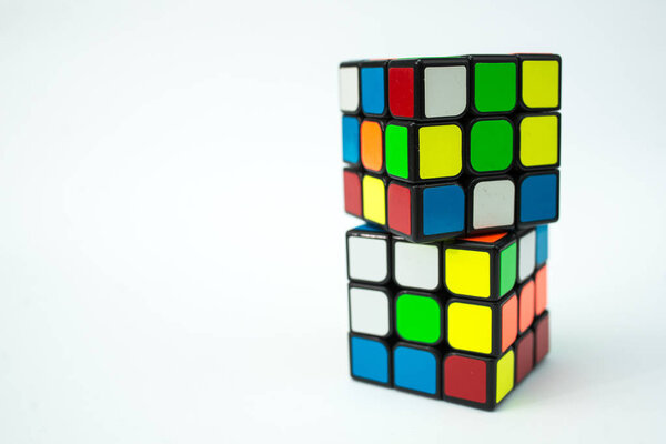 colorful cubes on white background