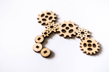 beyaz arka plan üzerinde dişli mekanizması ayrıntıları