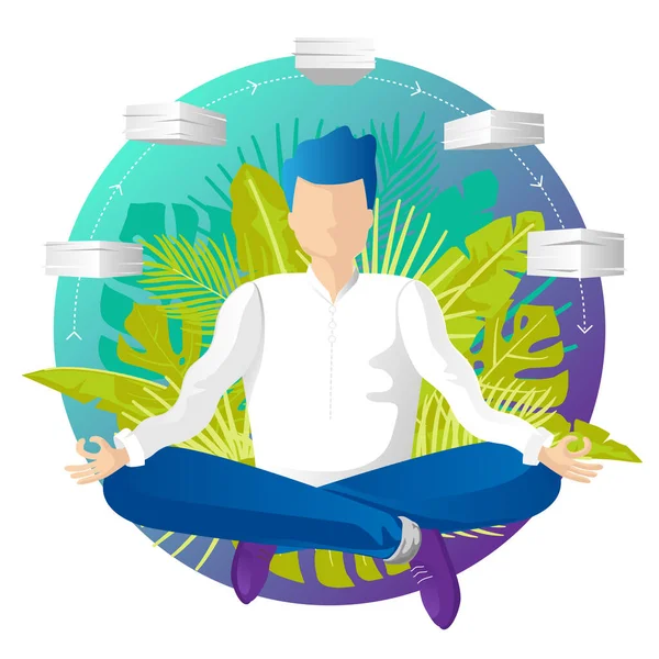 Yoga yapan sakin bir genç adam işini kolaylıkla halleder.