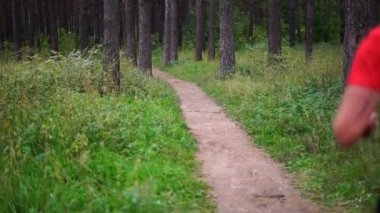 Parkta koşan adam. Sağlıklı, fitness, sağlıklı yaşam yaşam tarzı. Spor, kalbî, egzersiz kavramı