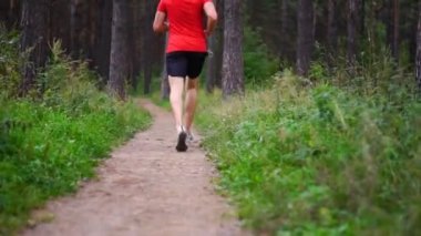 Parkta koşan adam. Sağlıklı, fitness, sağlıklı yaşam yaşam tarzı. Spor, kalbî, egzersiz kavramı