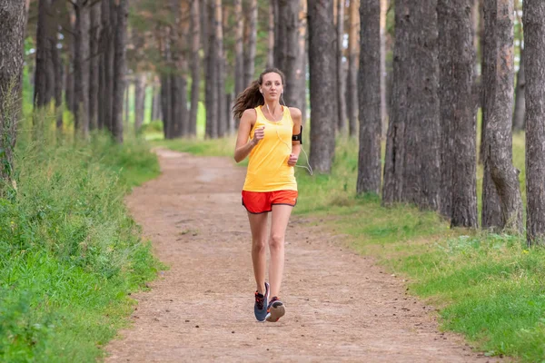 Running Woman Female Runner Jogging Park Girl Training Outdoors Exercising — Stock Photo, Image