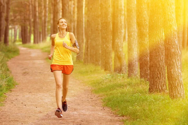 Running Woman Female Runner Jogging Park Girl Training Outdoors Exercising — Stock Photo, Image