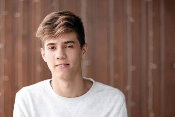 Handsome Teenager Guy Years Old Looking Camera Close Portrait Caucasian — Stock Photo, Image