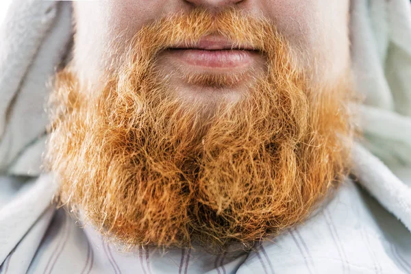 Barba Vermelha Bigode Perto — Fotografia de Stock