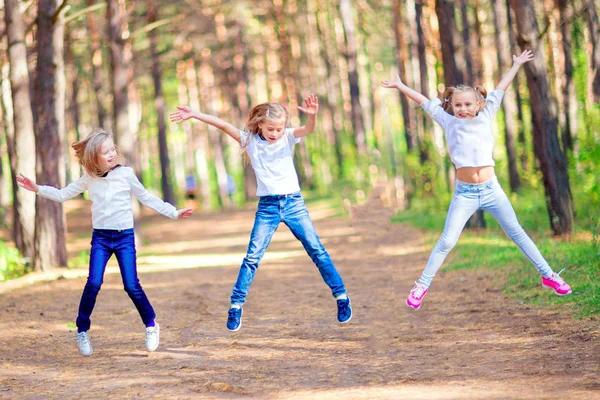 Eine Gruppe Von Mädchen Die Sich Park Vergnügen Auf Dem — Stockfoto