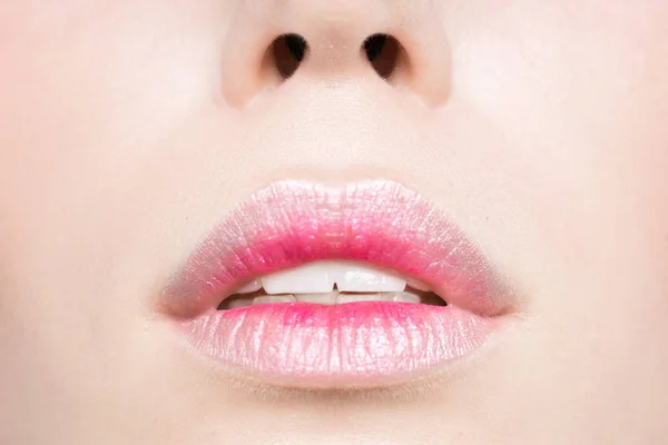 Lippen Close Sensuele Delicate Lip Make — Stockfoto