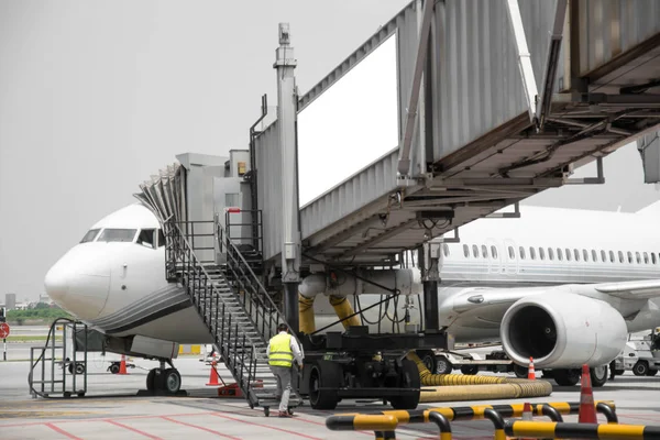 Airplane Terminal Airport Cockpit Shoot Bus — Stock Photo, Image