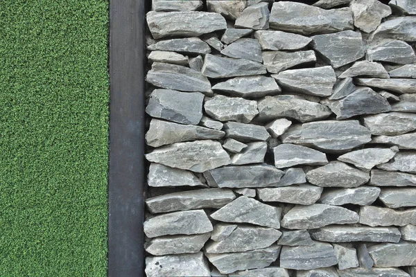 Parede Pedra Moderna Grama Fundo Parede Pedra Textura — Fotografia de Stock