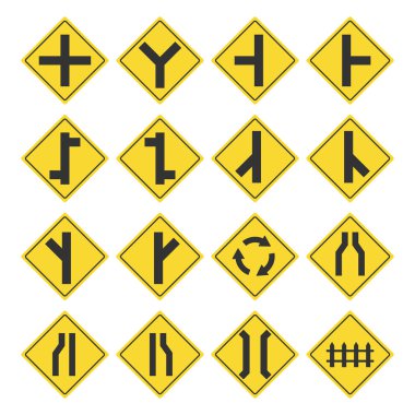 Set yol işaretleri, yol işaretleri koleksiyonu düz tasarım