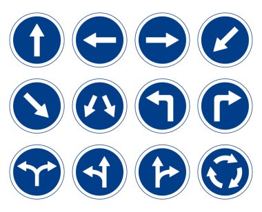 Set yol işaretleri, yol işaretleri koleksiyonu düz tasarım