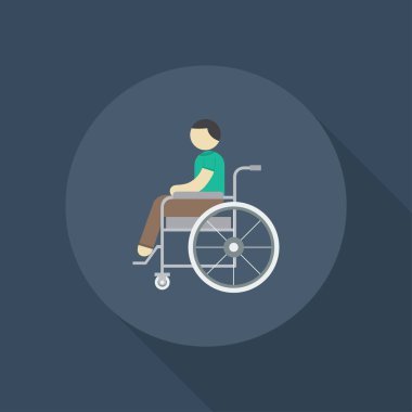 Tekerlekli sandalye, devre dışı sembolü - vektör bir hastaya