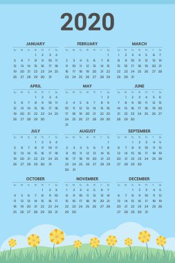 Bahar tasarımı - vektör ile 2020 takvim